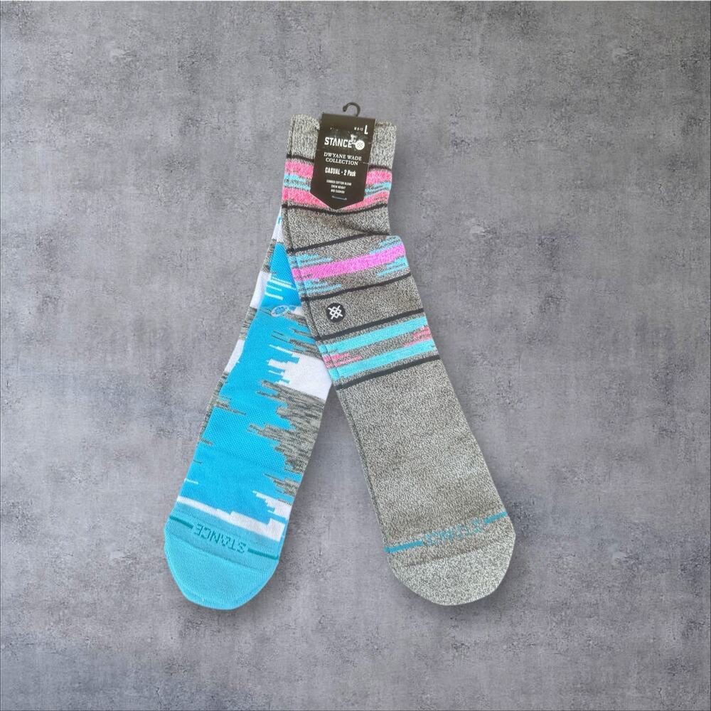 Stance Dwyane Wade Collection Casual Crew Socks 2 Pack Men’s Lrg NWT